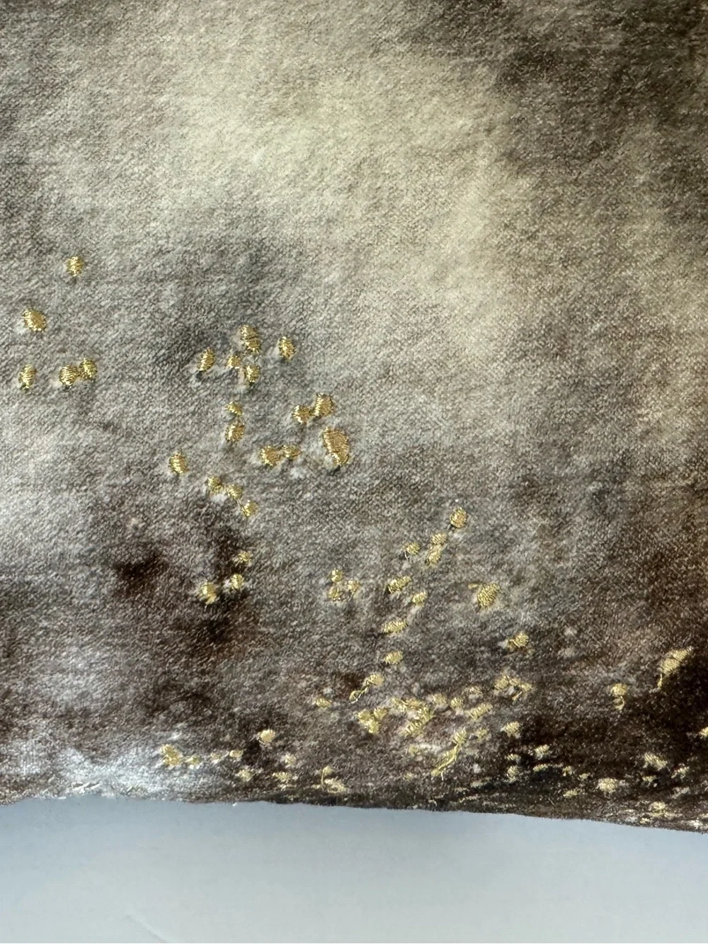 MICHAEL ARAM gray gold velvet metallic DECORATIVE PILLOW